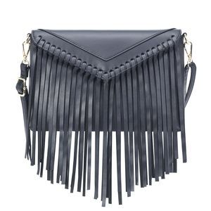Tassel Crossbody Purse Pu Leather Western Hobo Fringe Handbag :v
